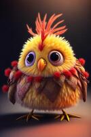 A fabric art cute chick head human mascot. . photo