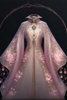 the amazing china hanfu wedding cloak is embroidered. . photo