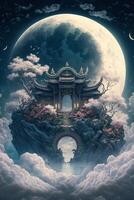 The moon palace in the sky. . photo