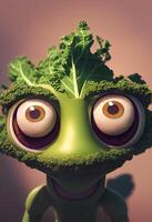 anthropomorphic kale pixar styleiled. . photo