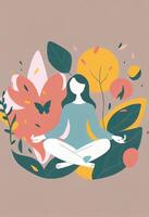 illustration of mindfulness girl sitting peacefuly. . photo