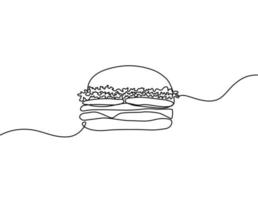 Hamburger made of one continuous line Vector illustration