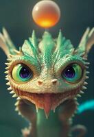 cute dragon made of liquid pixar style. . photo