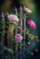 Surreal photography of a few blooming roses. . photo