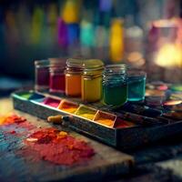 painting colors pallet drawing photo realistic.