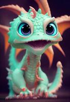 cute baby dragon ghost pixar styleil. . photo