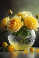 A few beautiful yellow roses. . photo