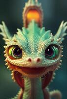 cute dragon made of liquid pixar style. . photo