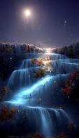 Night landscape background illustration. . photo