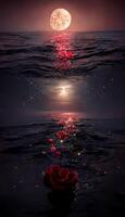 A very beautiful picture some roses floating in the sea. . photo