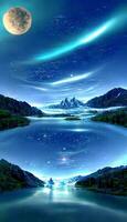 un surrealista y complejo azul estrellado cielo noche. generativo ai foto