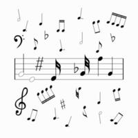 Sheet misic set. Abstract music background with various music notes, vector illustration