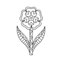 Outline ornate flower simple style vector illustration. Linear geometric flower isolated on white