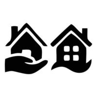 Hand and house icon. Simple illustration of hand and house vector icon for web design isolated on white background. Suitable for property illustration designs, home donations, home renovation