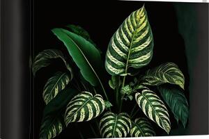 Abstract tropical green leaves pattern lush foliage. . photo