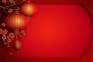 Chinese new year celebration banner red background. Generative A photo