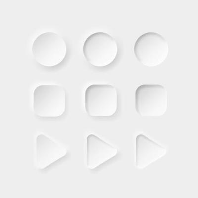 neumorphism style. UI.UX user interface button. Vector illustration.