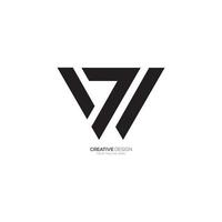 Modern letter v w 7 unique shape monogram with number logo vector