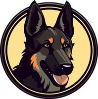 German shepherd vector icon. Black and brown dog vector.