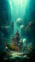 A painting of a hyper dimensional fantasy world. . photo