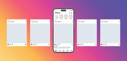 instagram carrusel o diapositiva paginas interfaz vector Bosquejo con cinco paginas