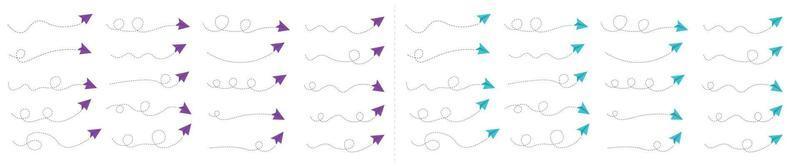 Set of dashed line paper airplane route vector
