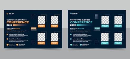 Horizontal business conference flyer template bundle or webinar conference social media banner layout or event invitation banner design. vector
