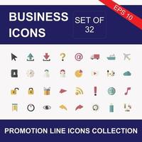 Set of 32 modern thin line icons. Outline isolated signs for mobile and web. High quality pictograms. Linear icons set of business, medical, UI and UX, media, money, travel, etc. vector