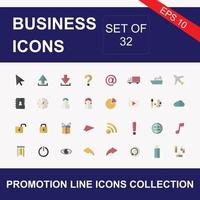 Set of 32 modern thin line icons. Outline isolated signs for mobile and web. High quality pictograms. Linear icons set of business, medical, UI and UX, media, money, travel, etc. vector