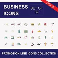 Set of 32 modern thin line icons. Outline isolated signs for mobile and web. High quality pictograms. Linear icons set of business, medical, UI and UX, media, money, travel, etc. vector