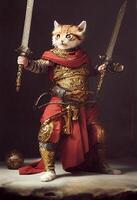 An angry fully armored anthropomorphic Kitten. . photo