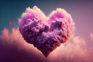 heart made of mostly pink clouds isolated center. photo