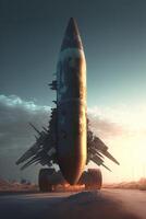 Early morning. A realistic missile. . photo