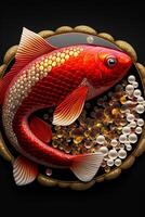 There is a golden carp on this yin-yang gossip array. . photo