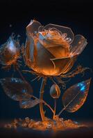 Holy light beautiful spectral light orange roses. Generative Ai. photo