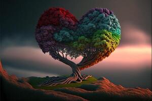 beautiful landscape heart illustration. . photo