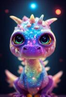cute galaxy baby dragon pixar style. . photo