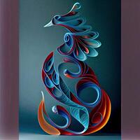 abstract Phoenix paper craft paper art. photo