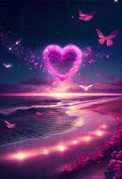 Beautiful glowing heart shape background for valentine. . photo