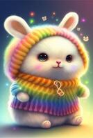 super cute elf style white rabbit sparkling. . photo