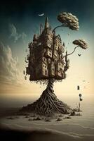 surrealism art style of Technology and ruthless life. . photo