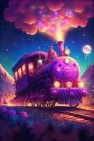 the year is approaching the colorful train. . photo