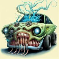 vivo biomecánica músculo coche monstruo por Alex Pardee naoto generativo ai. foto