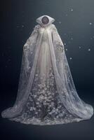 Stunning Chinese Hanfu silk wedding dress embroidered. Generative Ai. photo