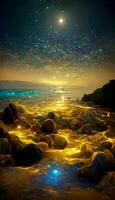 the night sky is full of colorful beaches. . photo