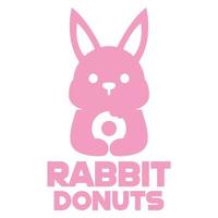 Modern vector flat design simple minimalist logo template of cute rabbit donut cartoon head vector for brand, emblem, label, badge. Isolated on white background.