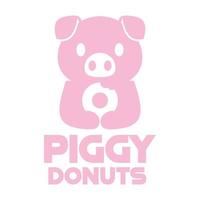 Modern vector flat design simple minimalist logo template of cute pig donut cartoon head vector for brand, emblem, label, badge. Isolated on white background.