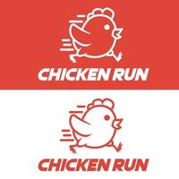 Modern vector design simple minimalist logo template of chicken run cartoon vector for brand, emblem, label, badge. Isolated on white background.