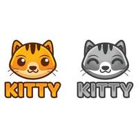 Cute Kawaii head Kitten cat Mascot Cartoon Logo Design Icon Illustration Character vector art. for every category of business, company, brand like pet shop, product, label, team, badge, label