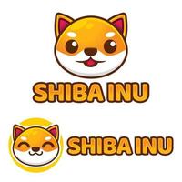 linda kawaii cabeza shiba inu perro mascota dibujos animados logo diseño icono ilustración personaje vector Arte. para cada categoría de negocio, compañía, marca me gusta mascota comercio, producto, etiqueta, equipo, insignia, etiqueta